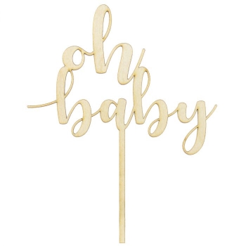 Cake Topper - oh baby - Wood